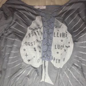 hippie fortune tshirt lace up front